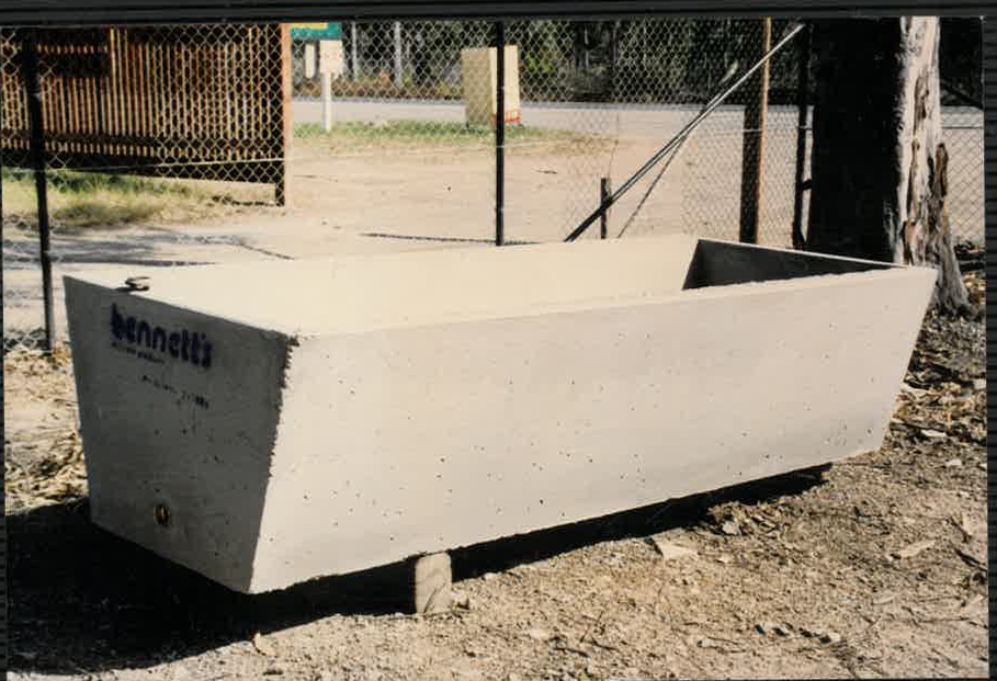 Concrete water trough supplied by Bennett’s for a rural property