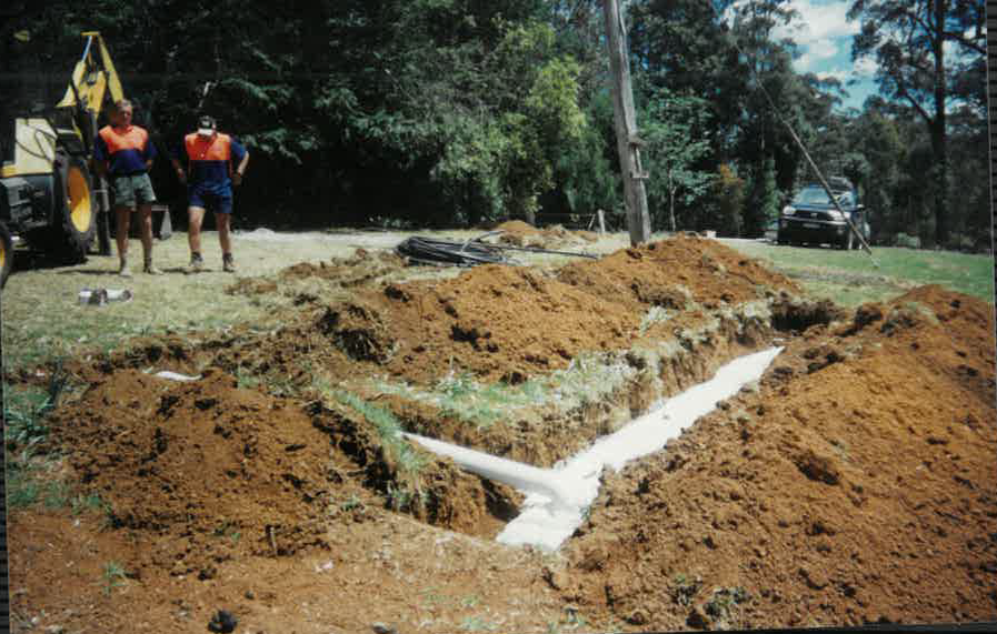 Drainage trench prepared for a concrete drainage installation